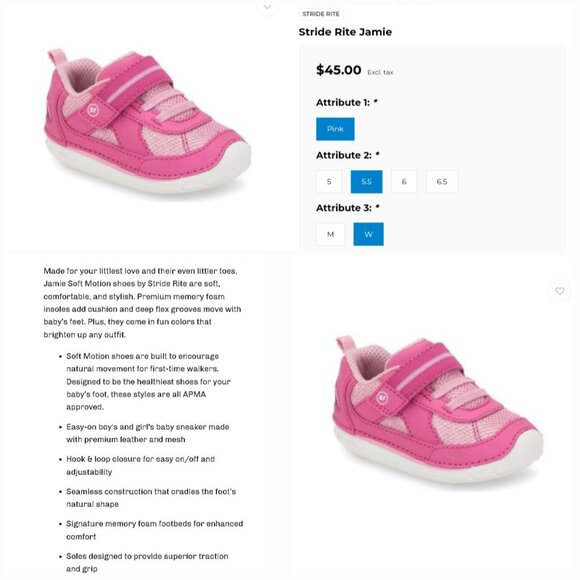 STRIDE RITE 'JAMIE' MEMORY FOAM SOFT~MOTION LEATHER SHOES SHIMMER PINK - Picture 15 of 16